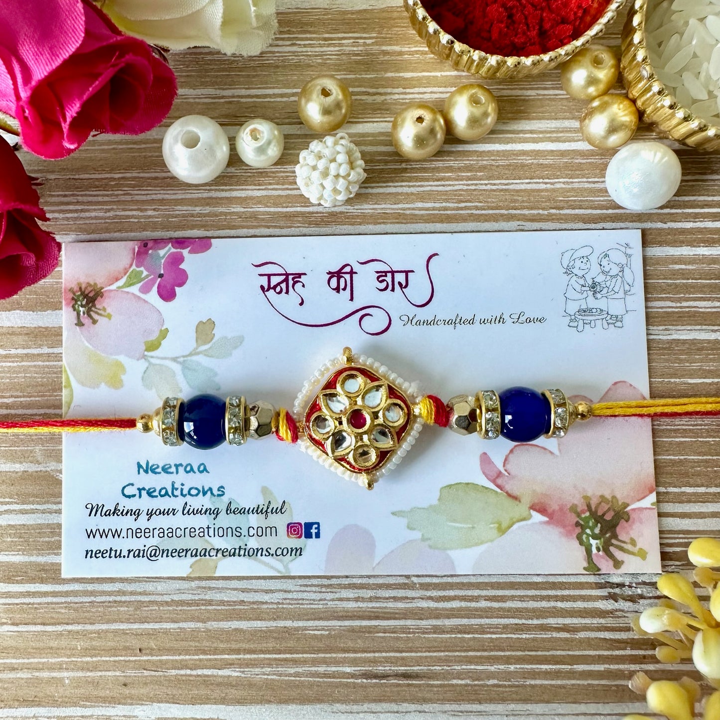 Meenakari Kundan Rakhi - Set of 4