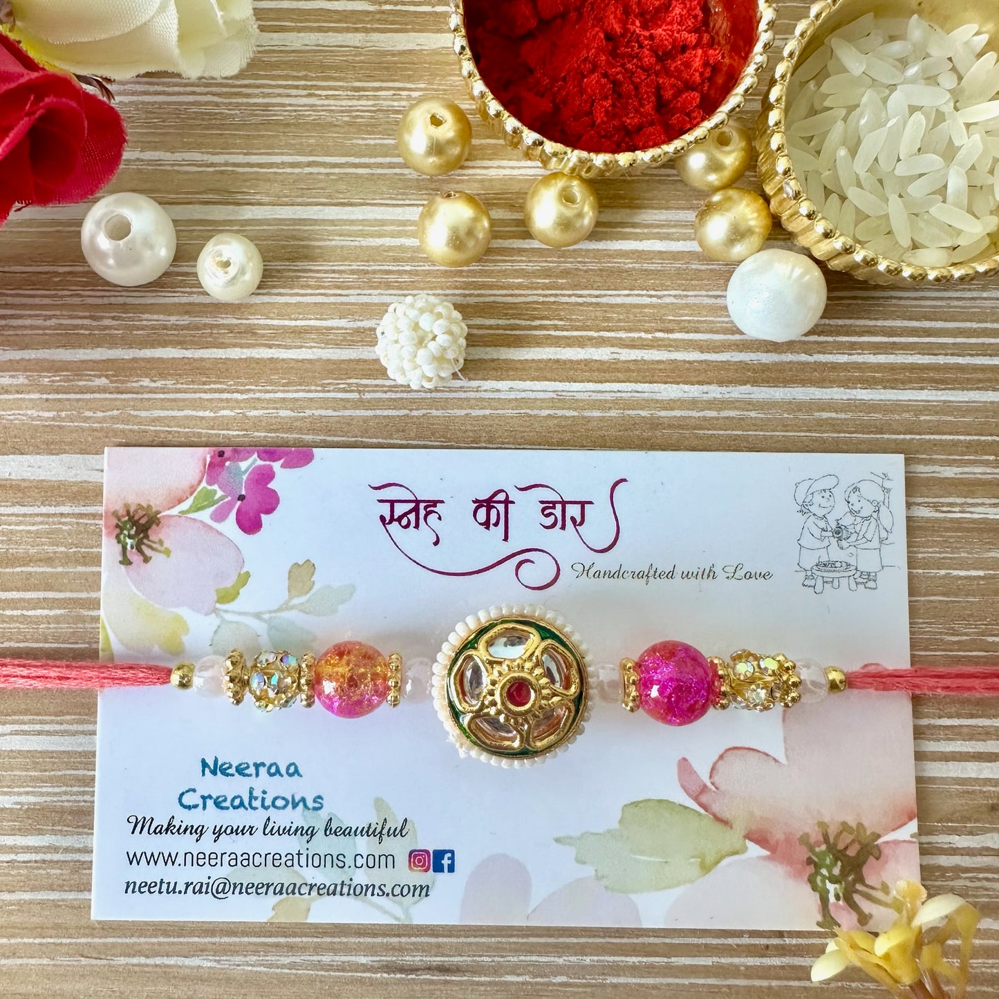 Meenakari Kundan Rakhi for Bhaiya