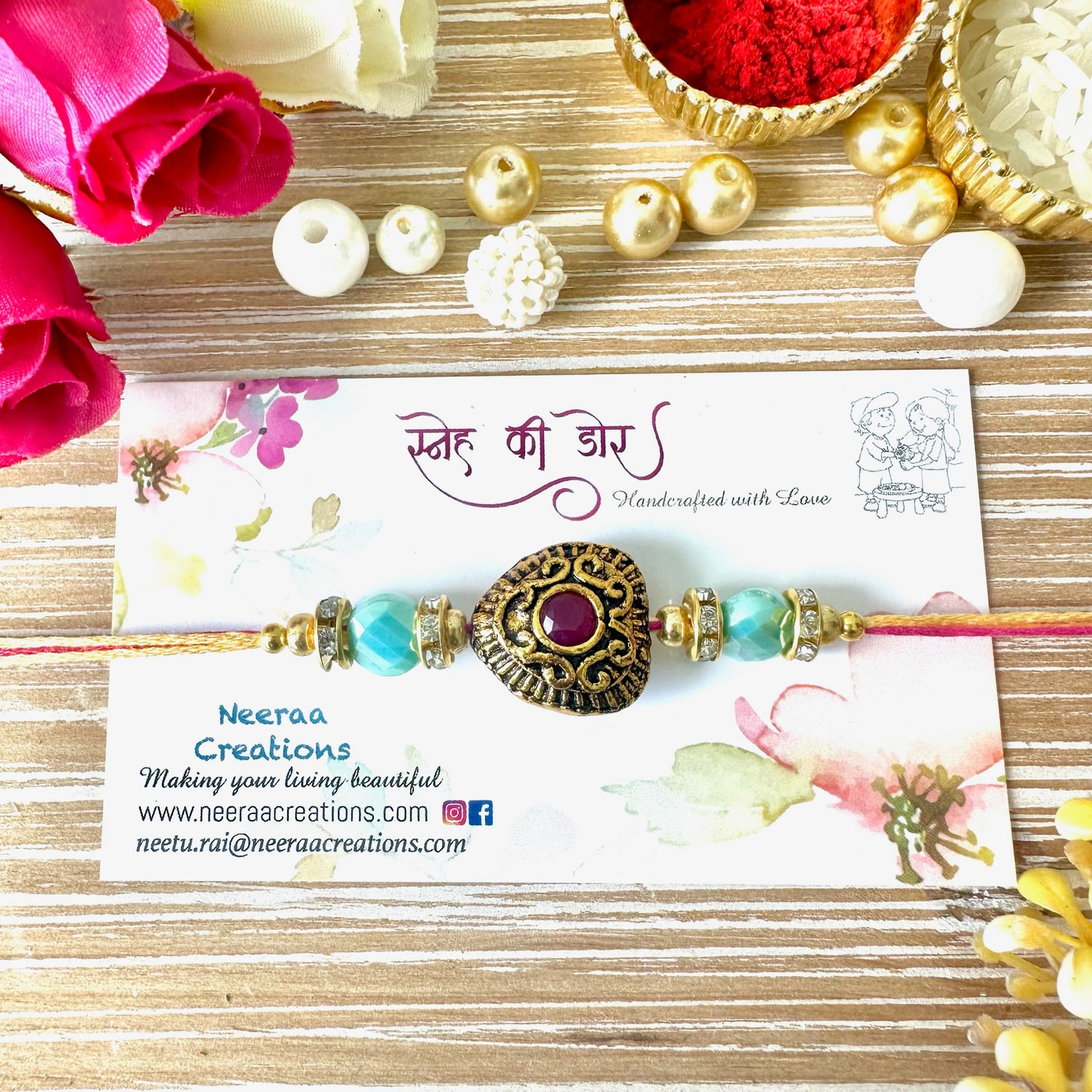 Metal Bead Rakhi for Brother