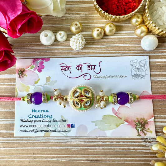 Meenakari Kundan Rakhi for Bhaiya