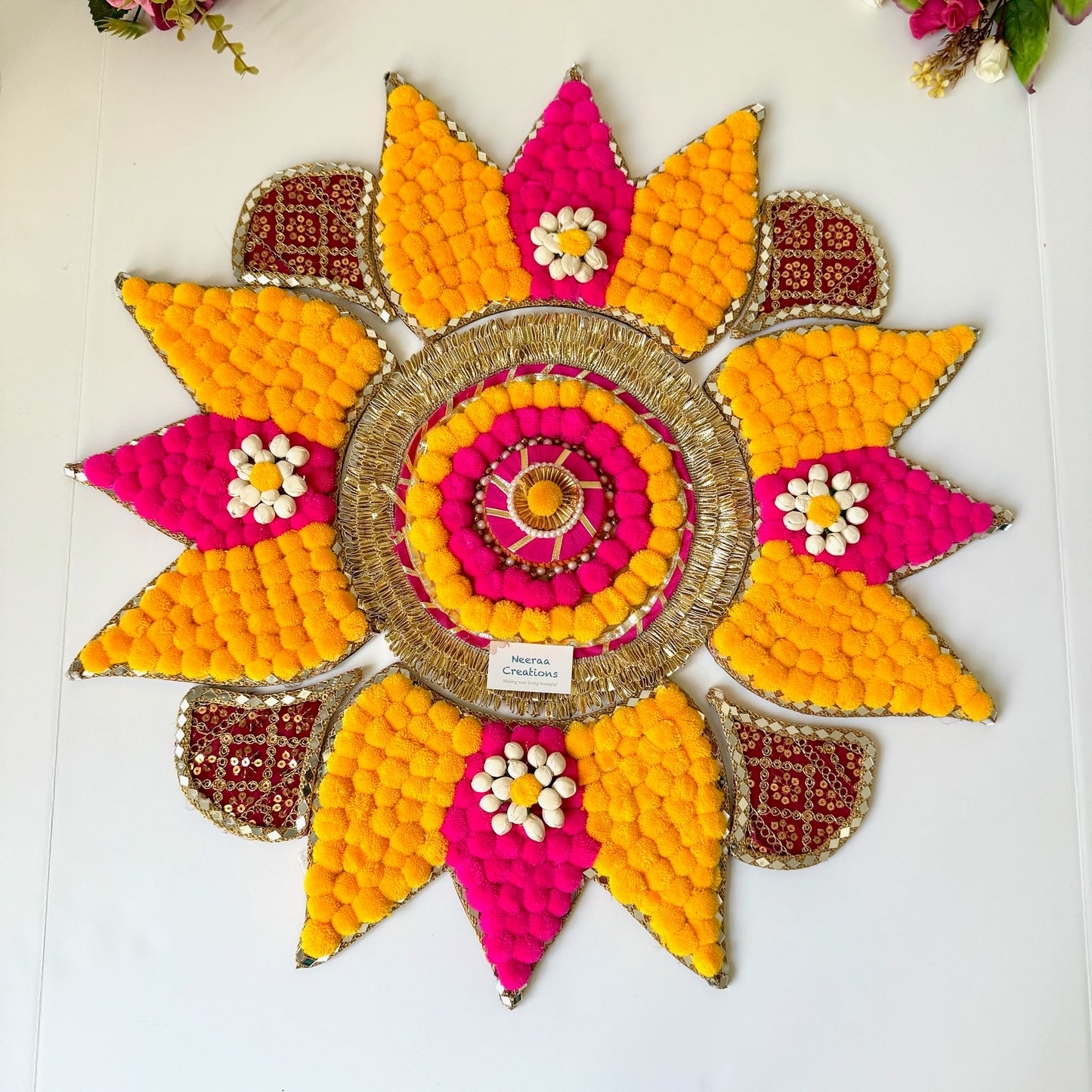 Lotus Rangoli Decorative Festive Floral Centerpiece