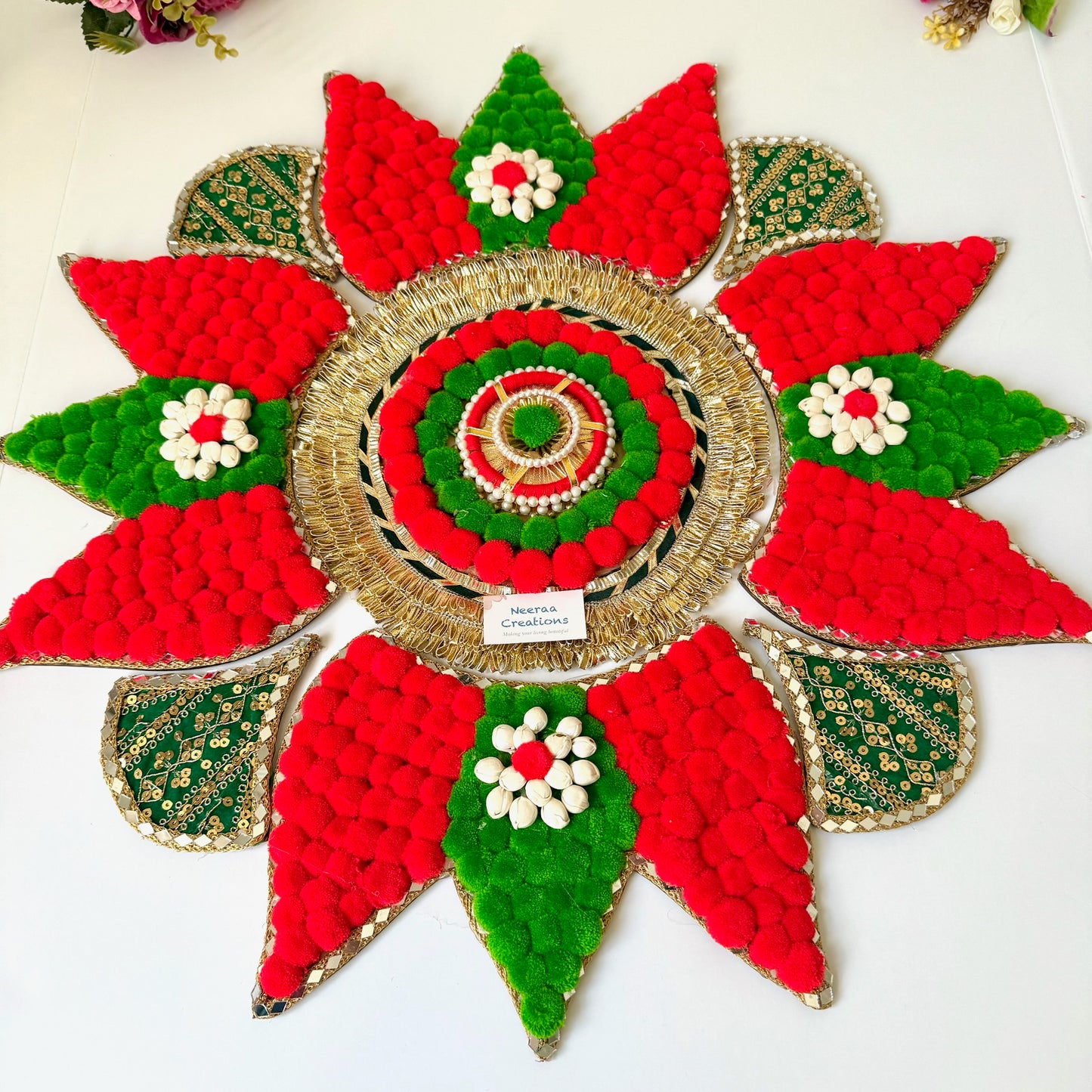 Lotus Rangoli Decorative Festive Floral Centerpiece
