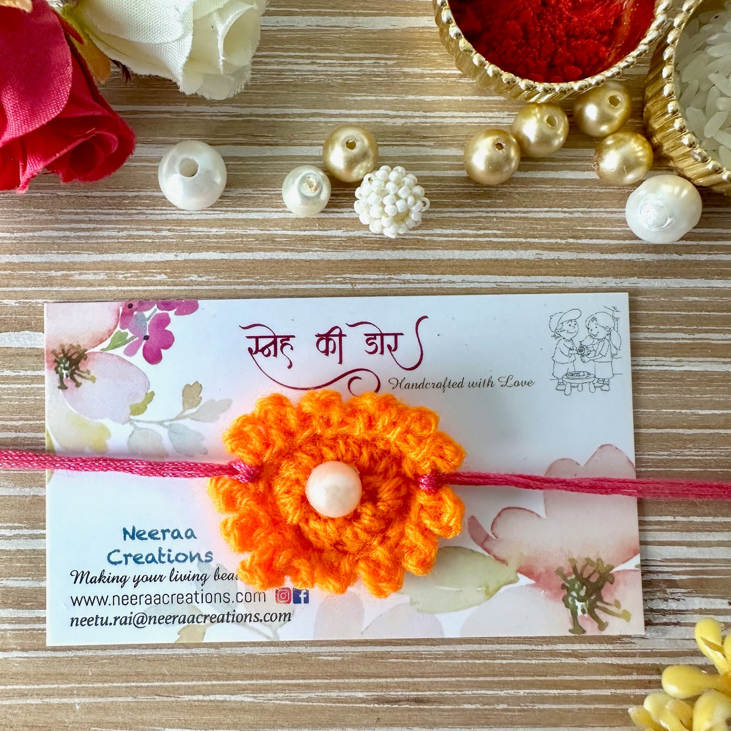 Rakhi for Kids - Woolen Flower