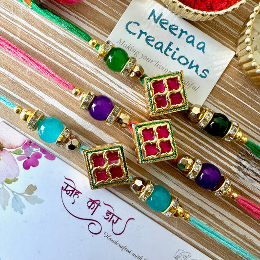 Meenakari Rakhi - Set of 3