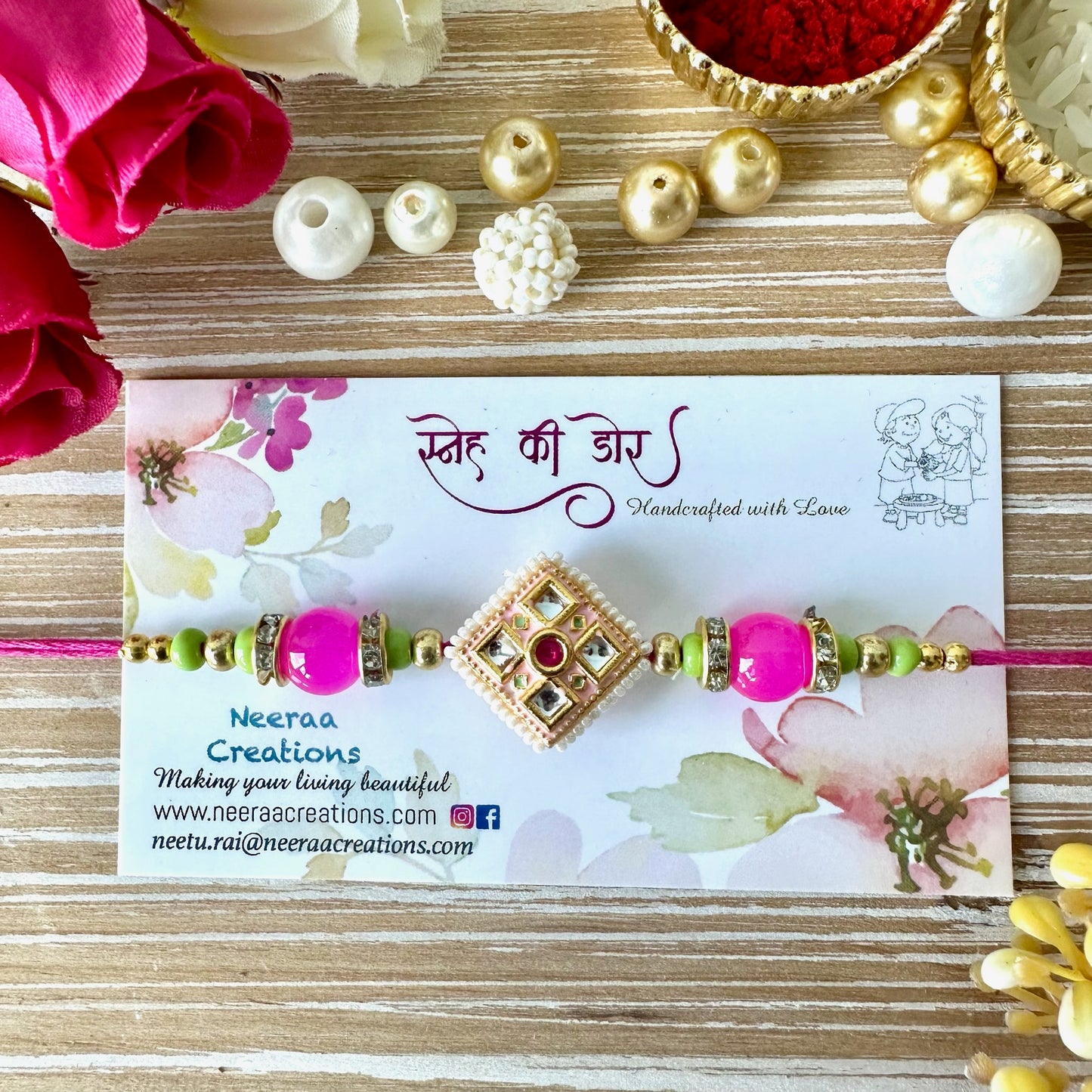 Meenakari Kundan Rakhi for Bhaiya