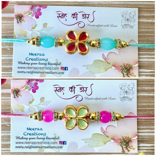 Meenakari Kundan Rakhi - Set of 2
