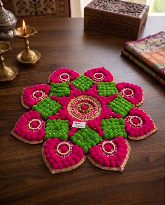 Pom-Pom Rangoli | Festive Floor Decor
