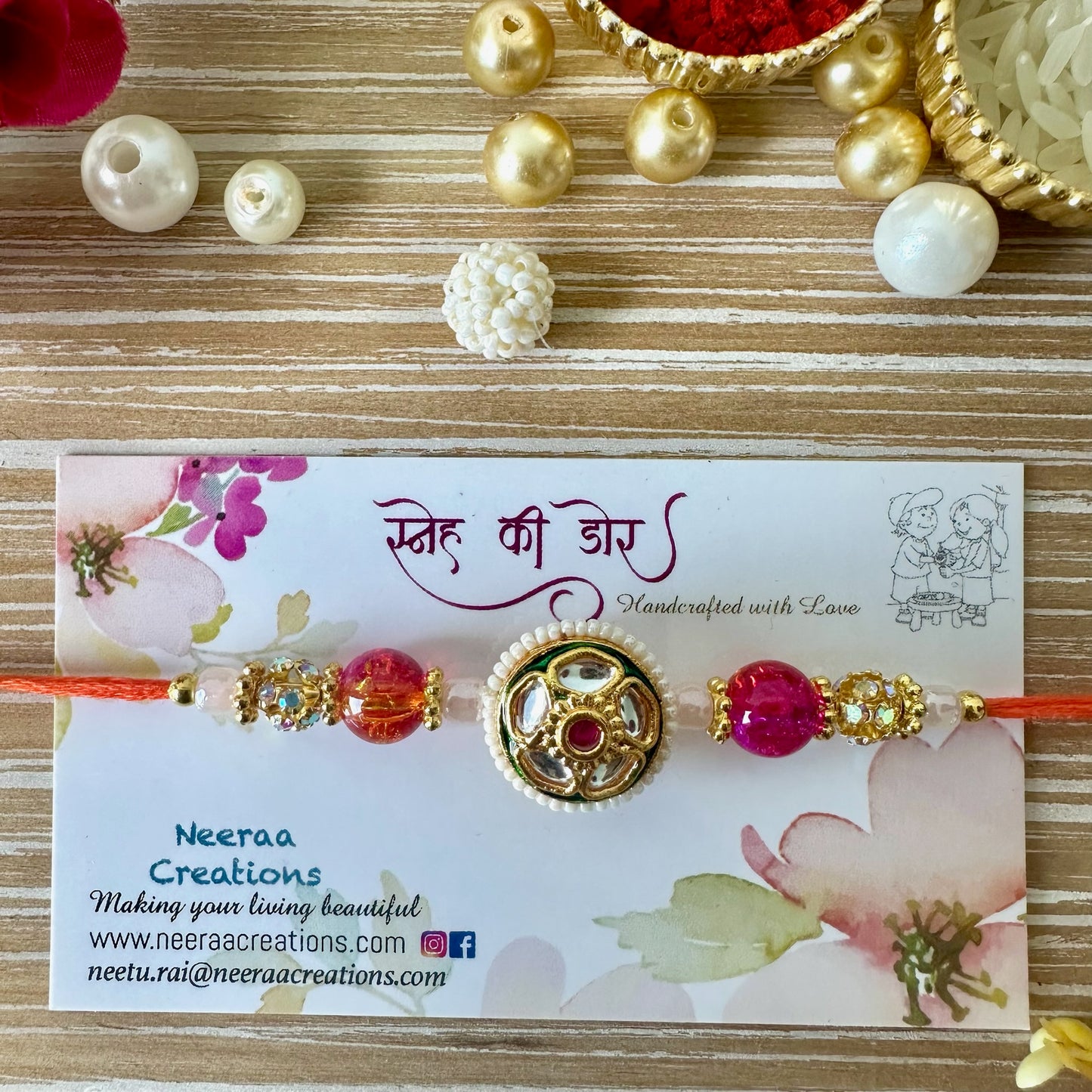 Meenakari Kundan Rakhi for Bhaiya