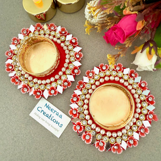 Floral Elegance Tea Light Holders (Set of 2)