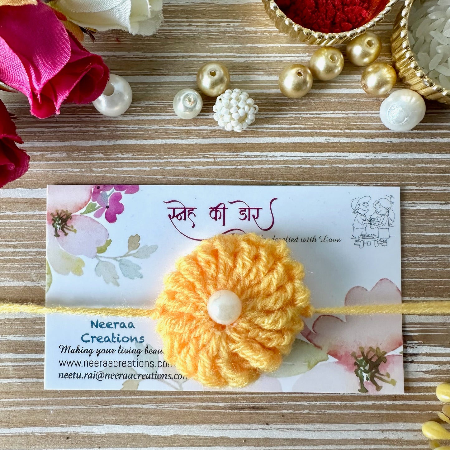 Rakhi for Kids - Woolen Flower