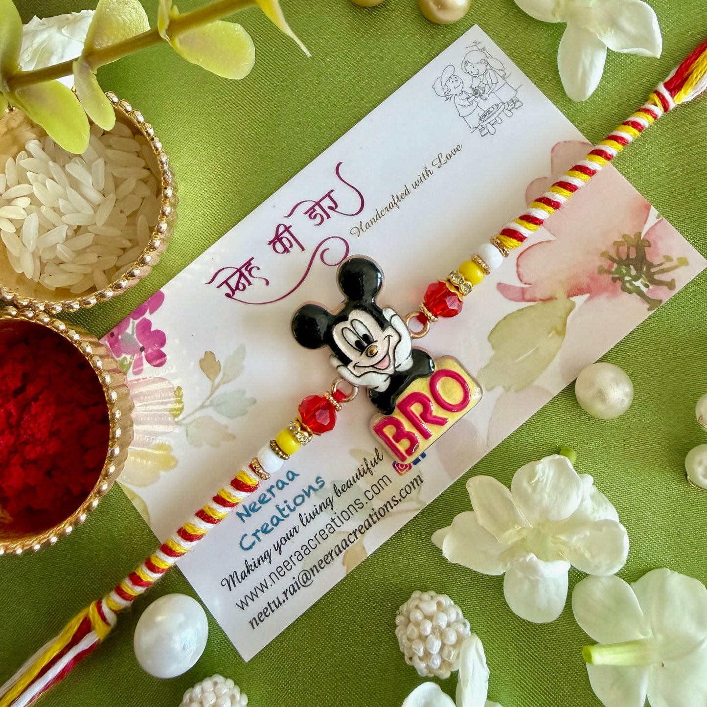 Mickey Mouse "BRO" Kids Rakhi
