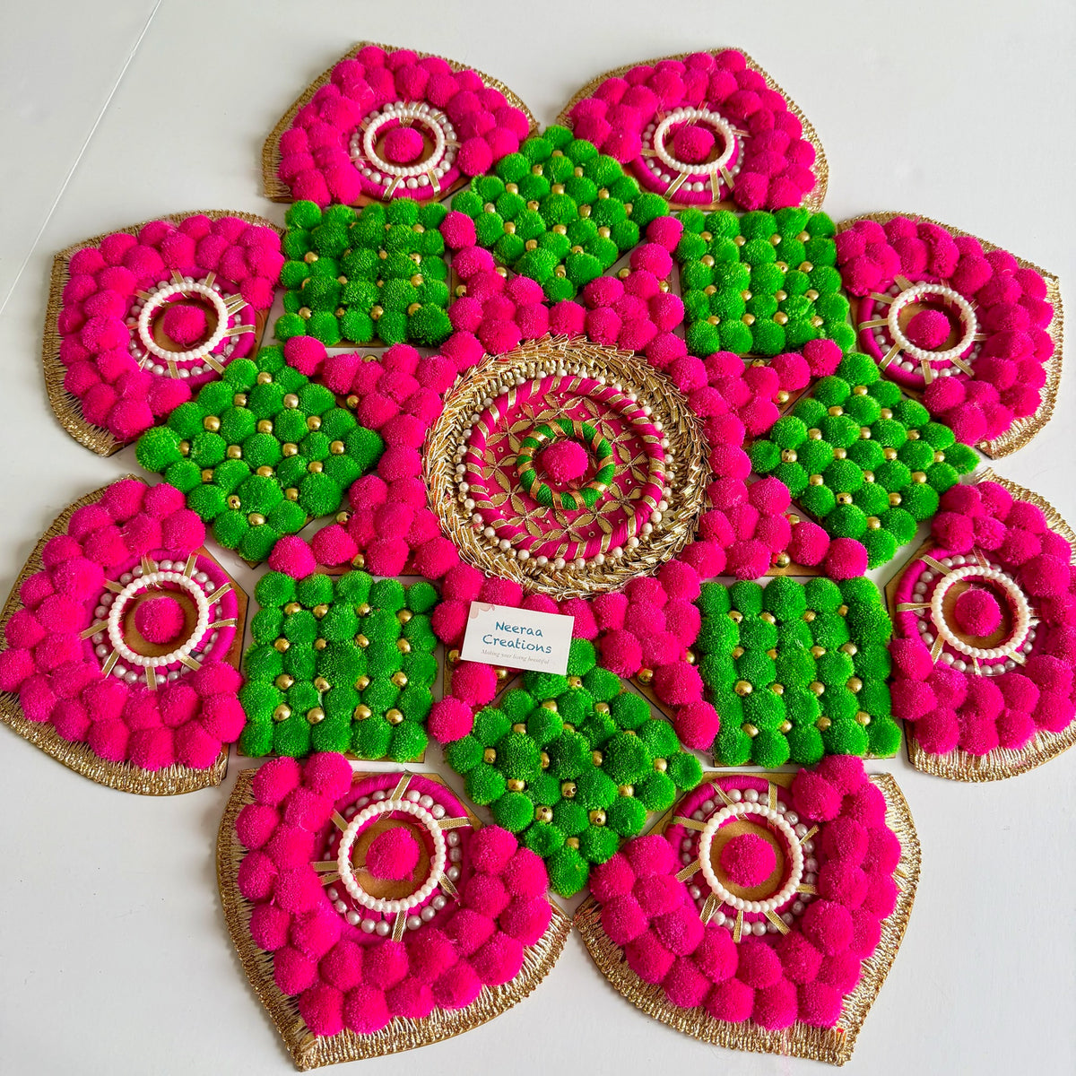 Pom-Pom Rangoli | Festive Floor Decor
