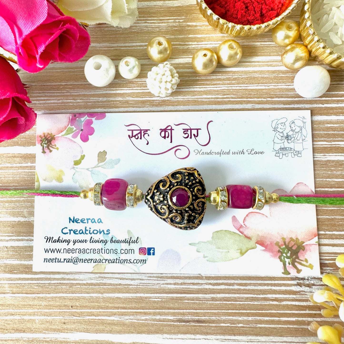 Metal Bead Rakhi for Brother