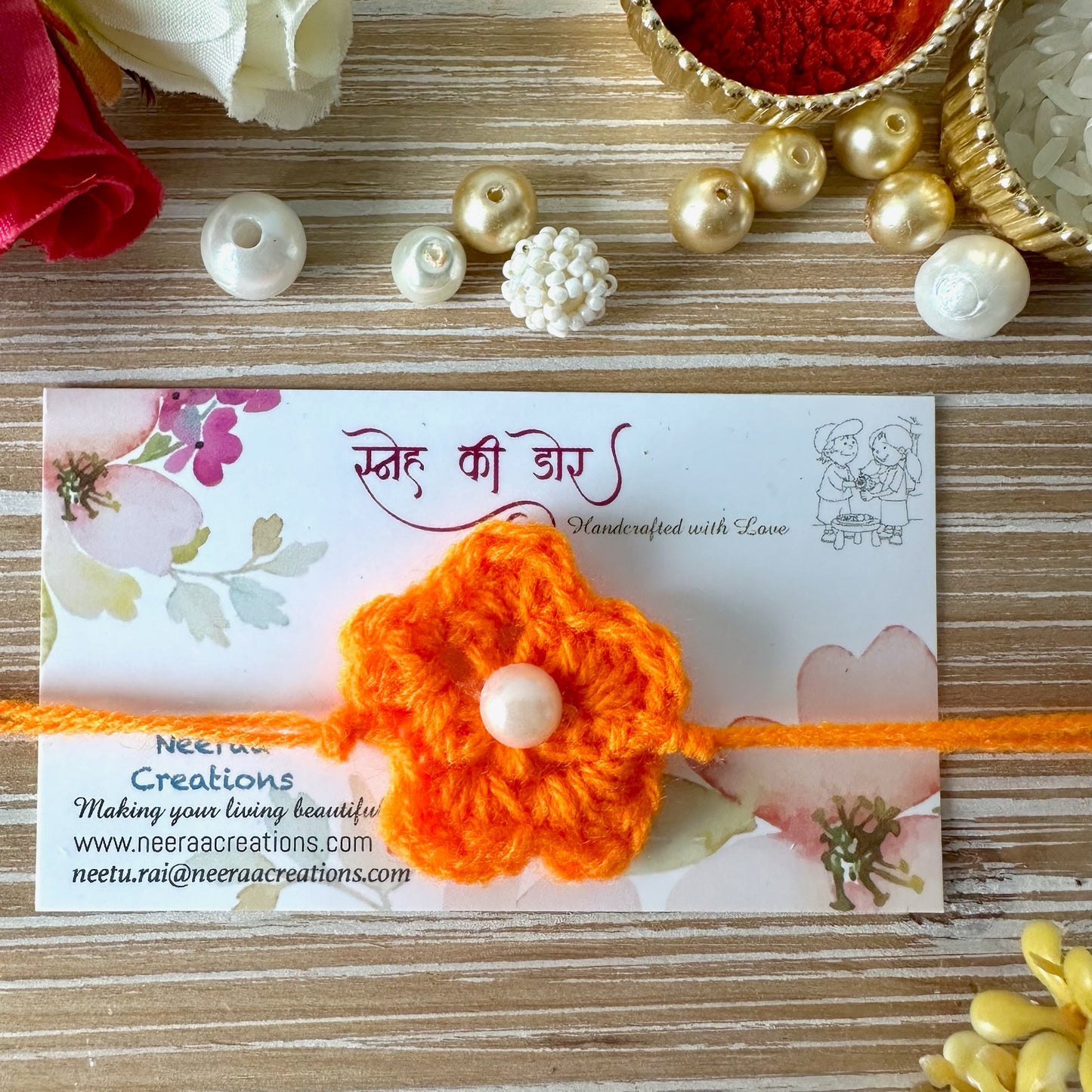Rakhi for Kids - Woolen Flower