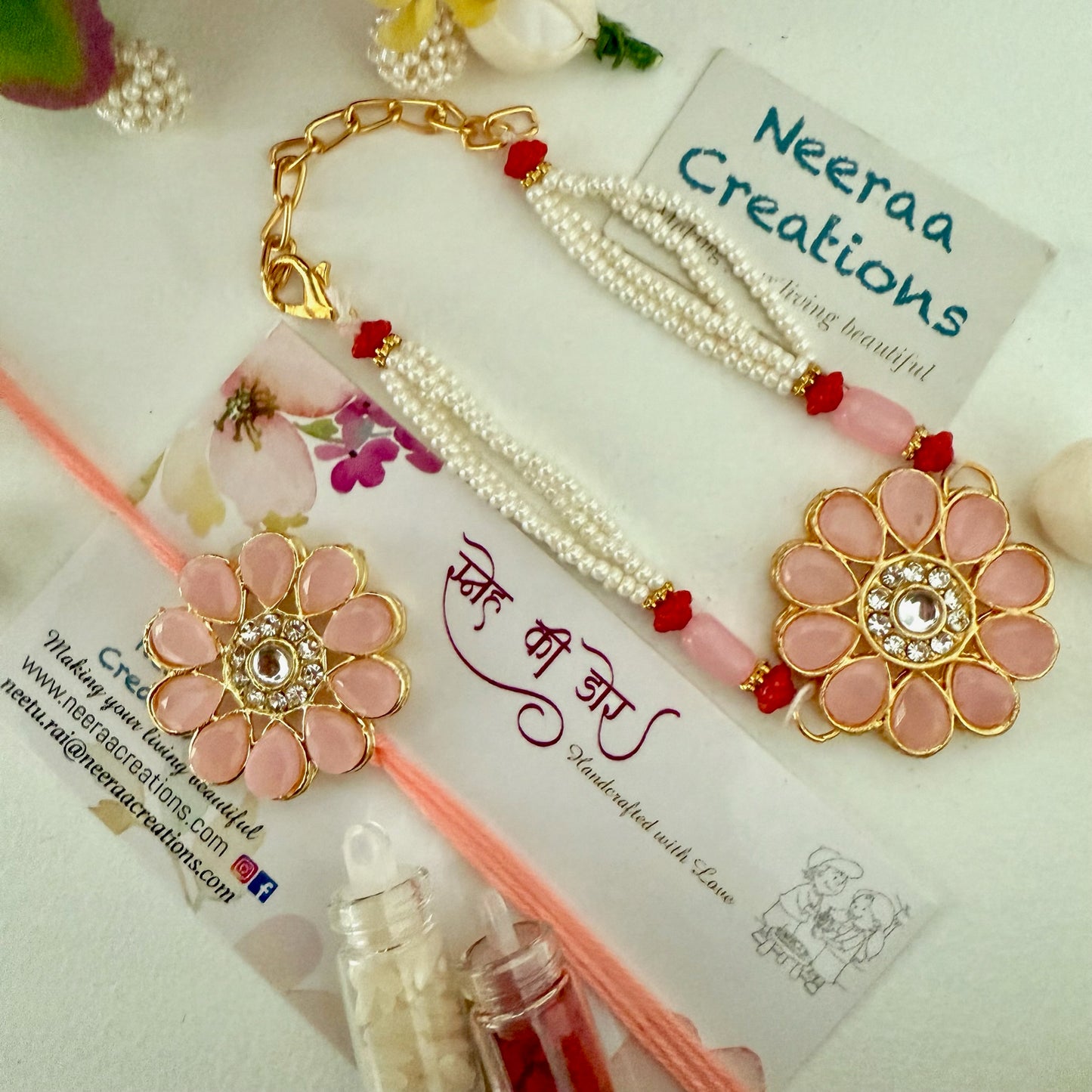 Stones Rakhi set for Bhaiya-Bhabhi