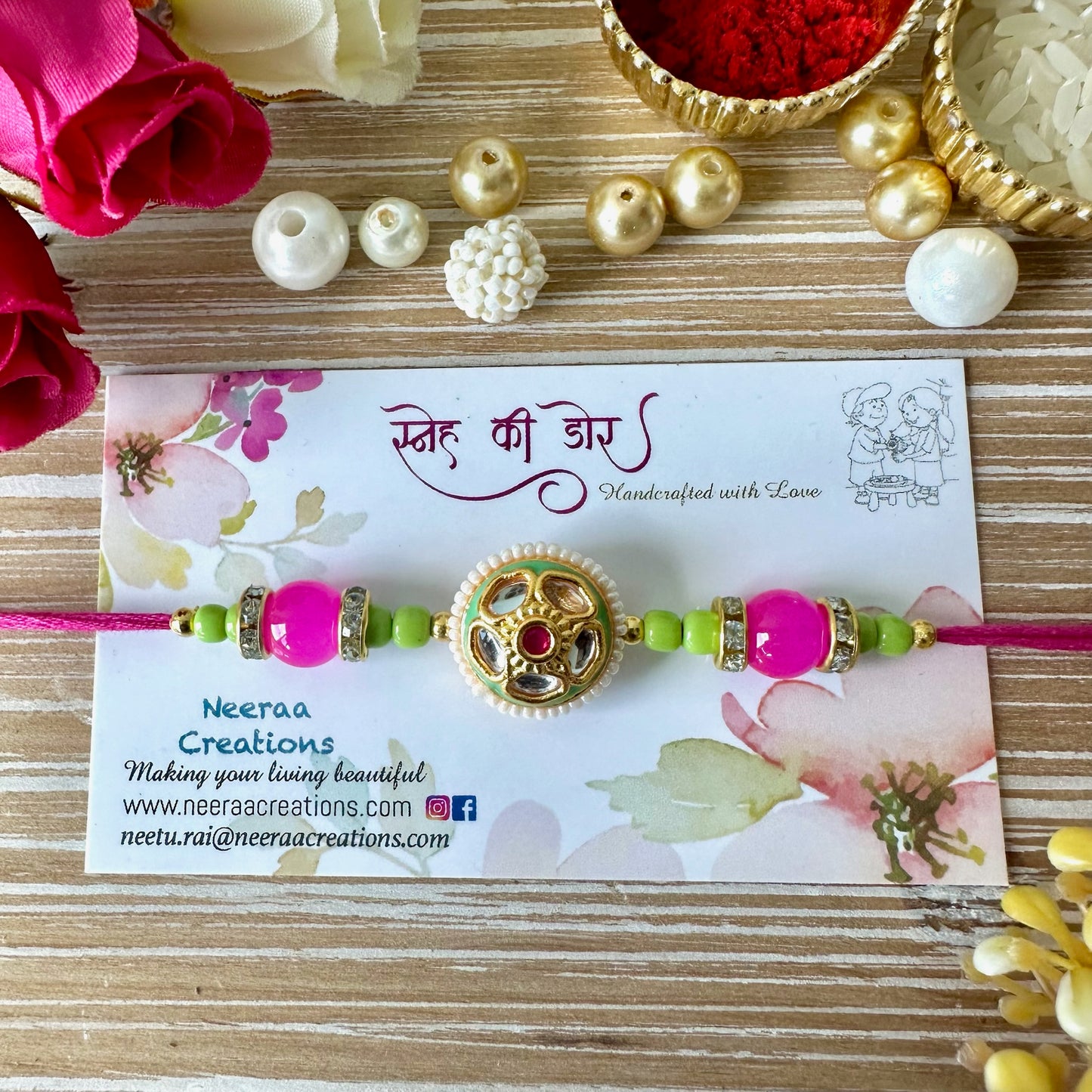 Meenakari Kundan Rakhi for Bhaiya