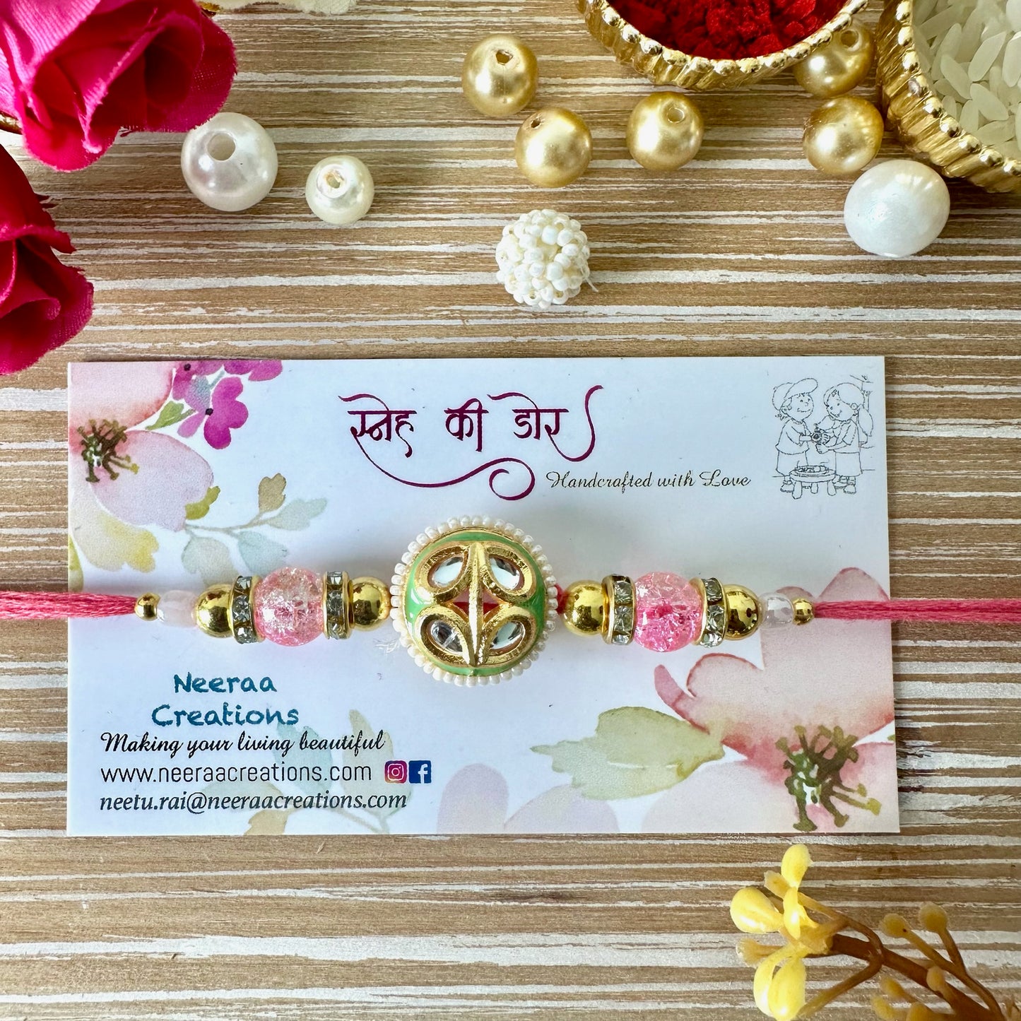 Meenakari Kundan Rakhi for Bhaiya