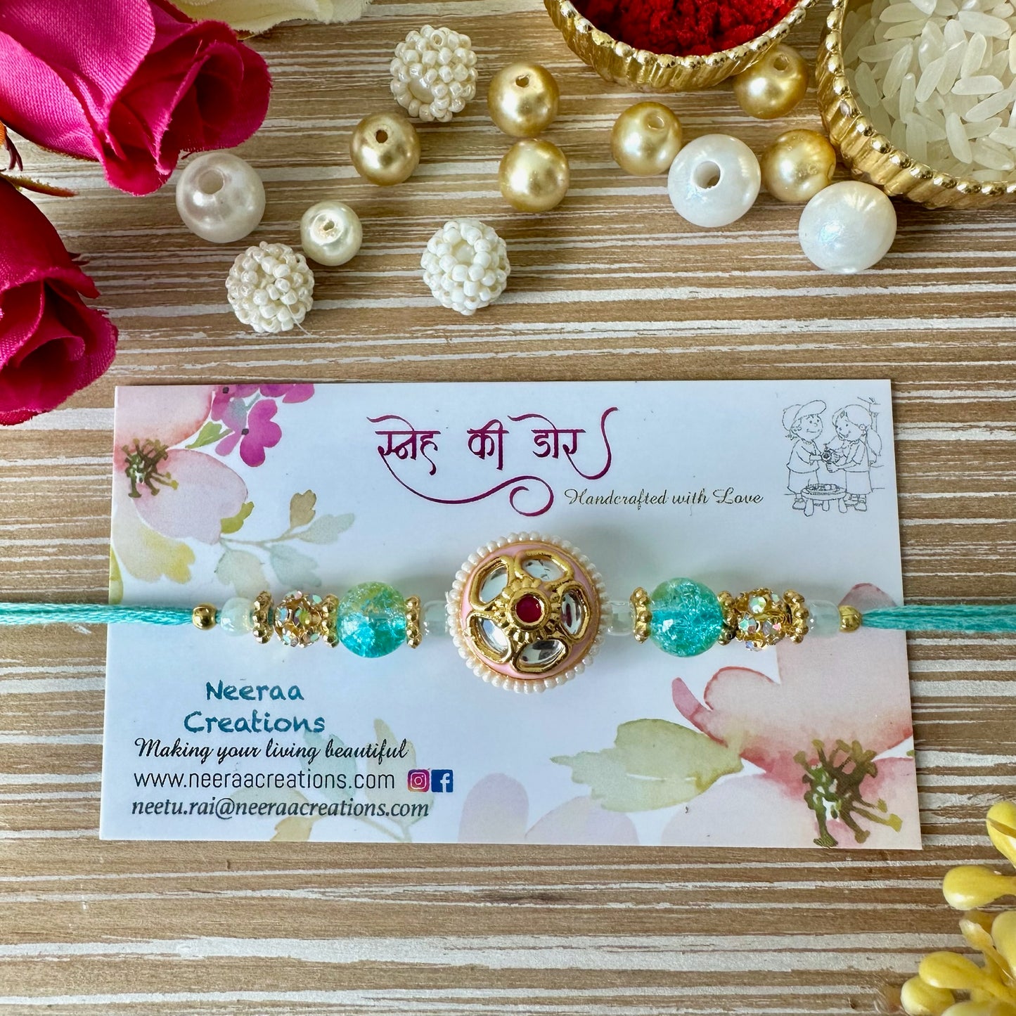 Meenakari Kundan Rakhi for Bhaiya