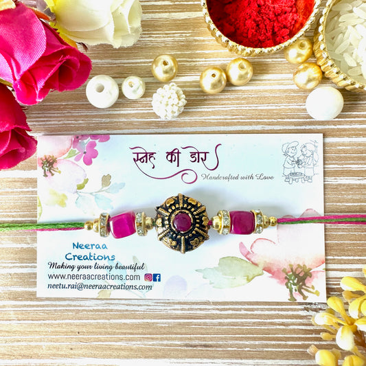 Metal Bead Rakhi for Brother