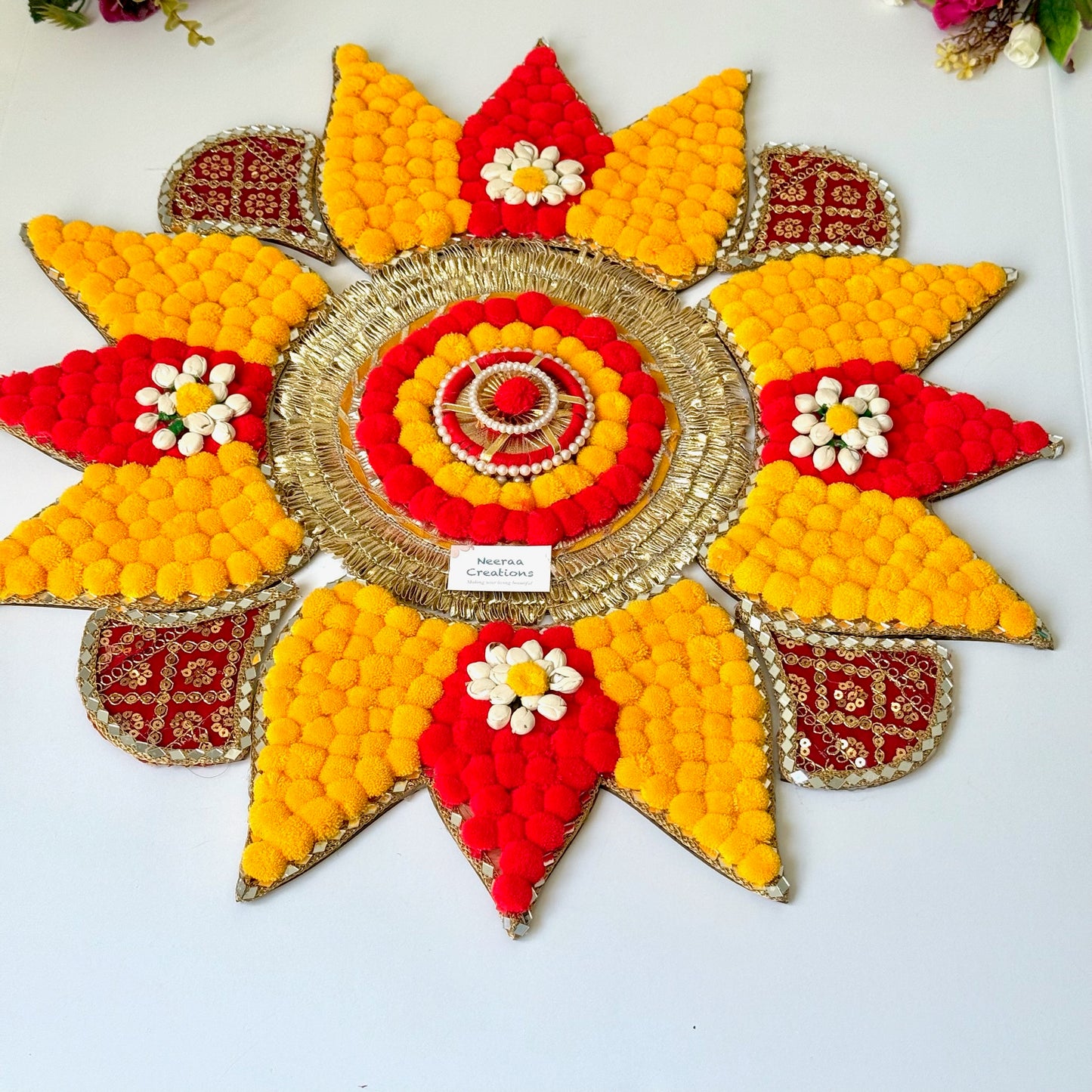 Lotus Rangoli Decorative Festive Floral Centerpiece