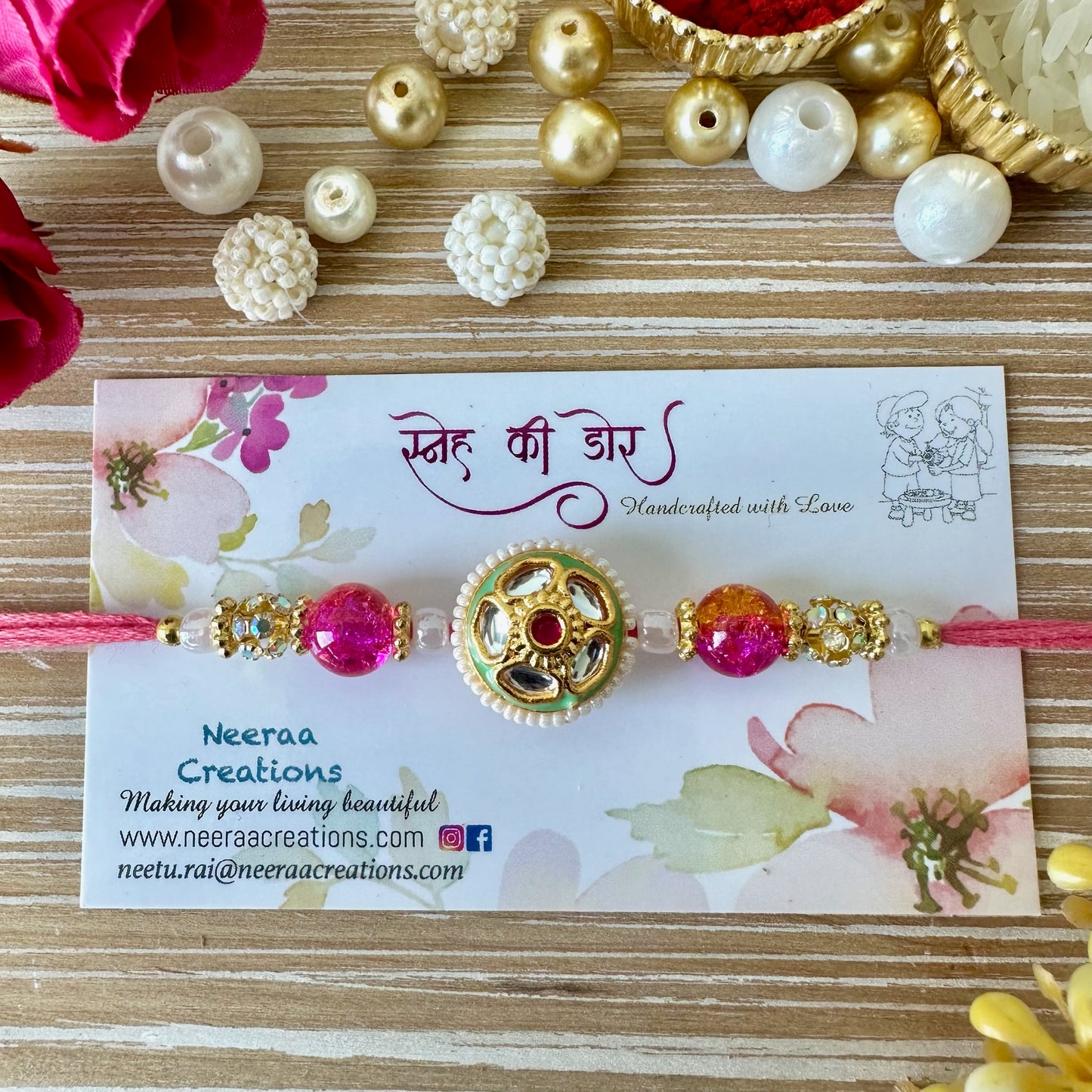 Meenakari Kundan Rakhi for Bhaiya