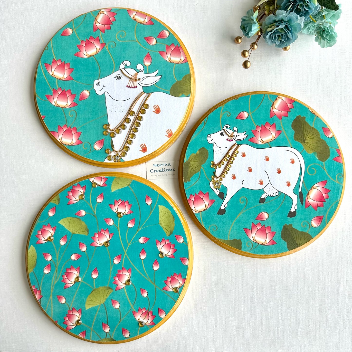 Pichwai Cow Wall decor - Set of 3
