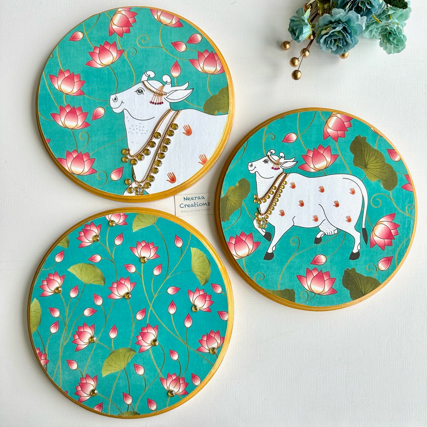 Pichwai Cow Wall decor - Set of 3