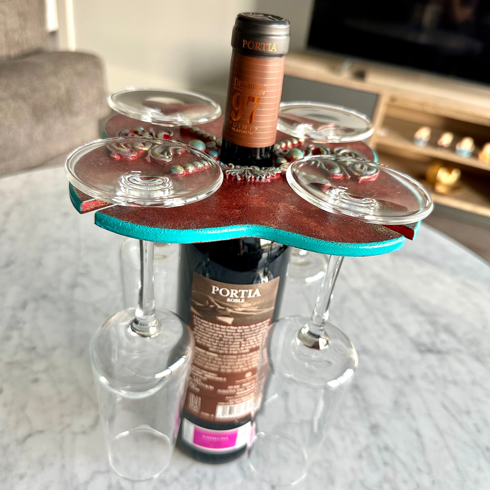 Countertop Wine Glasses and Bottle Holder Neeraa Creations